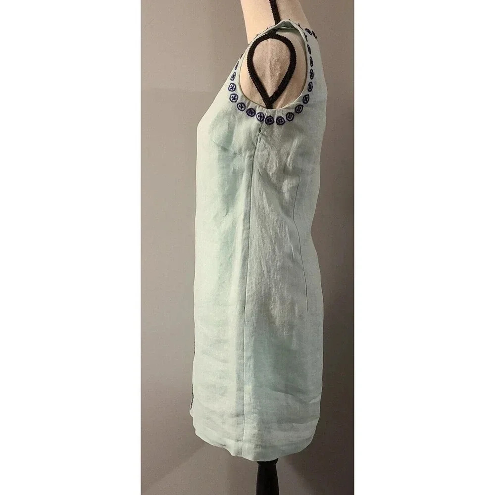 WOMENS VINEYARD VINES LINEN EMBROIDERED BEADED SLEEVELESS DRESS SZ 2 - Picture 3 of 6